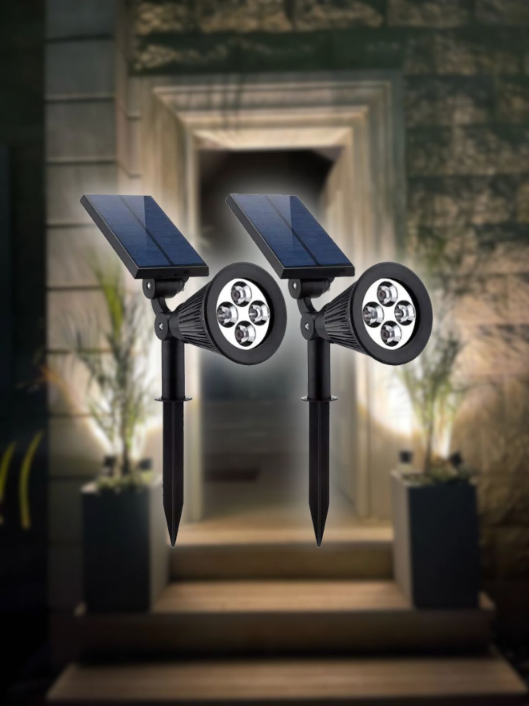 Solcelle spotslys til facader, træer eller indgangspartier