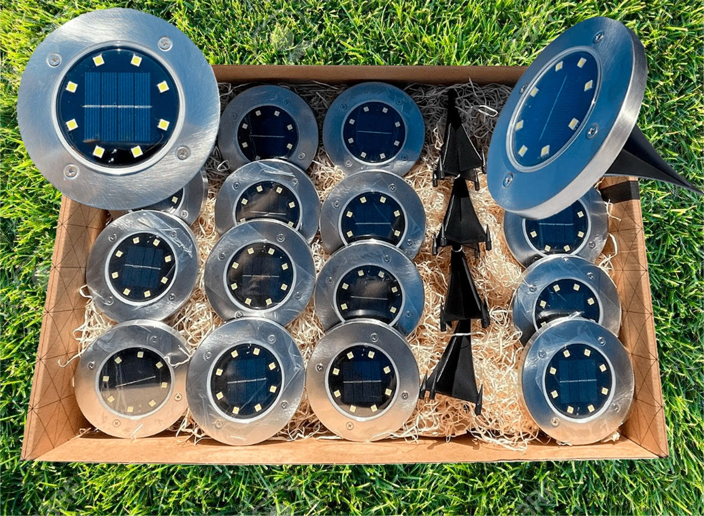 Solar solcelle spots med spyd til haven
